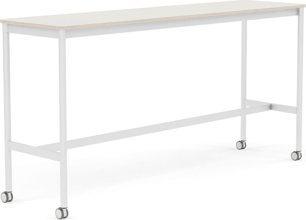 Stół na kółkach Base 50 x 190 x 95 cm biały nanolaminat nogi białe