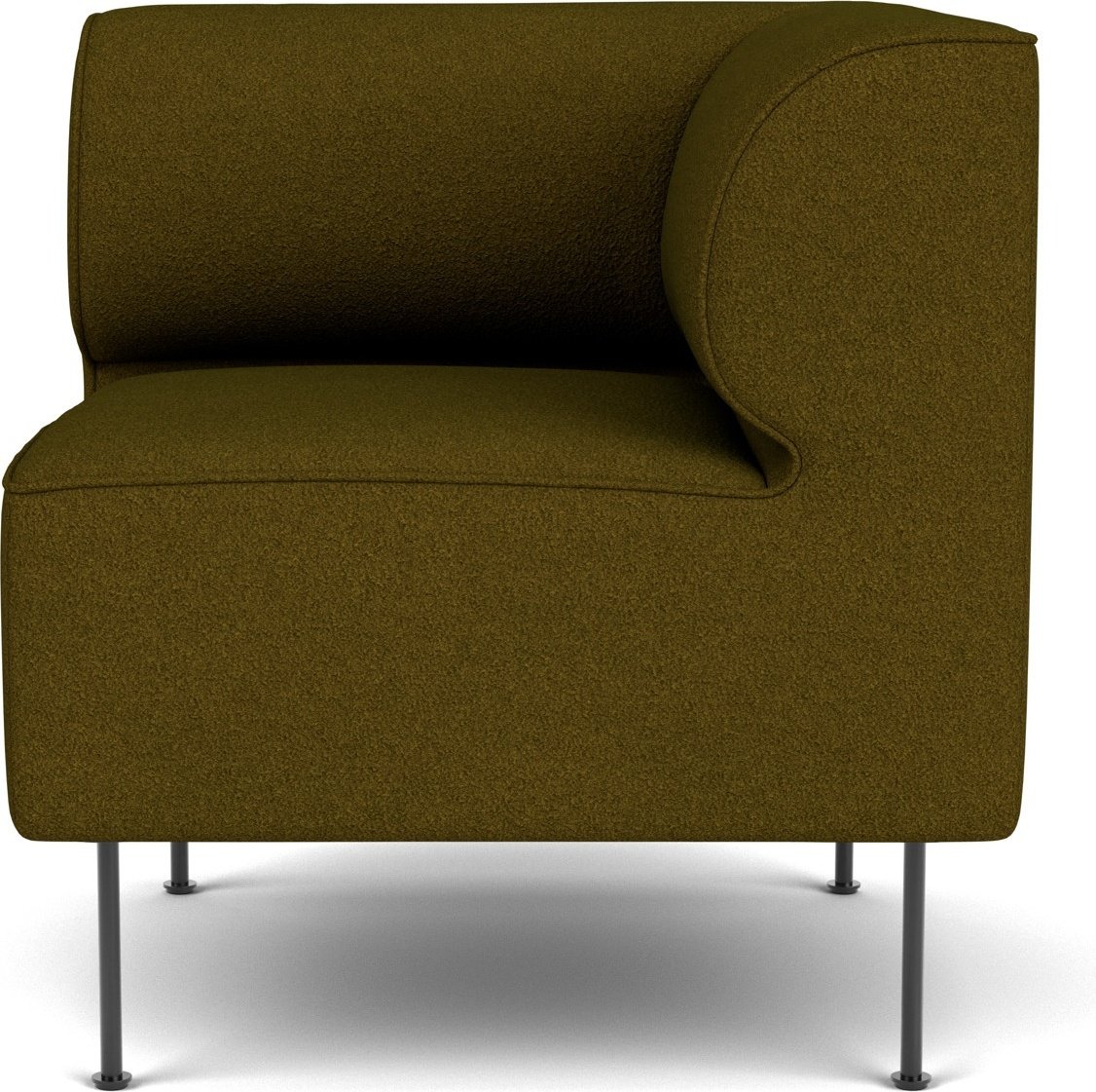 Narożnik prawostronny sofy modułowej Eave 75 x 75 cm ciemnozielony na czarnych stalowych nogach