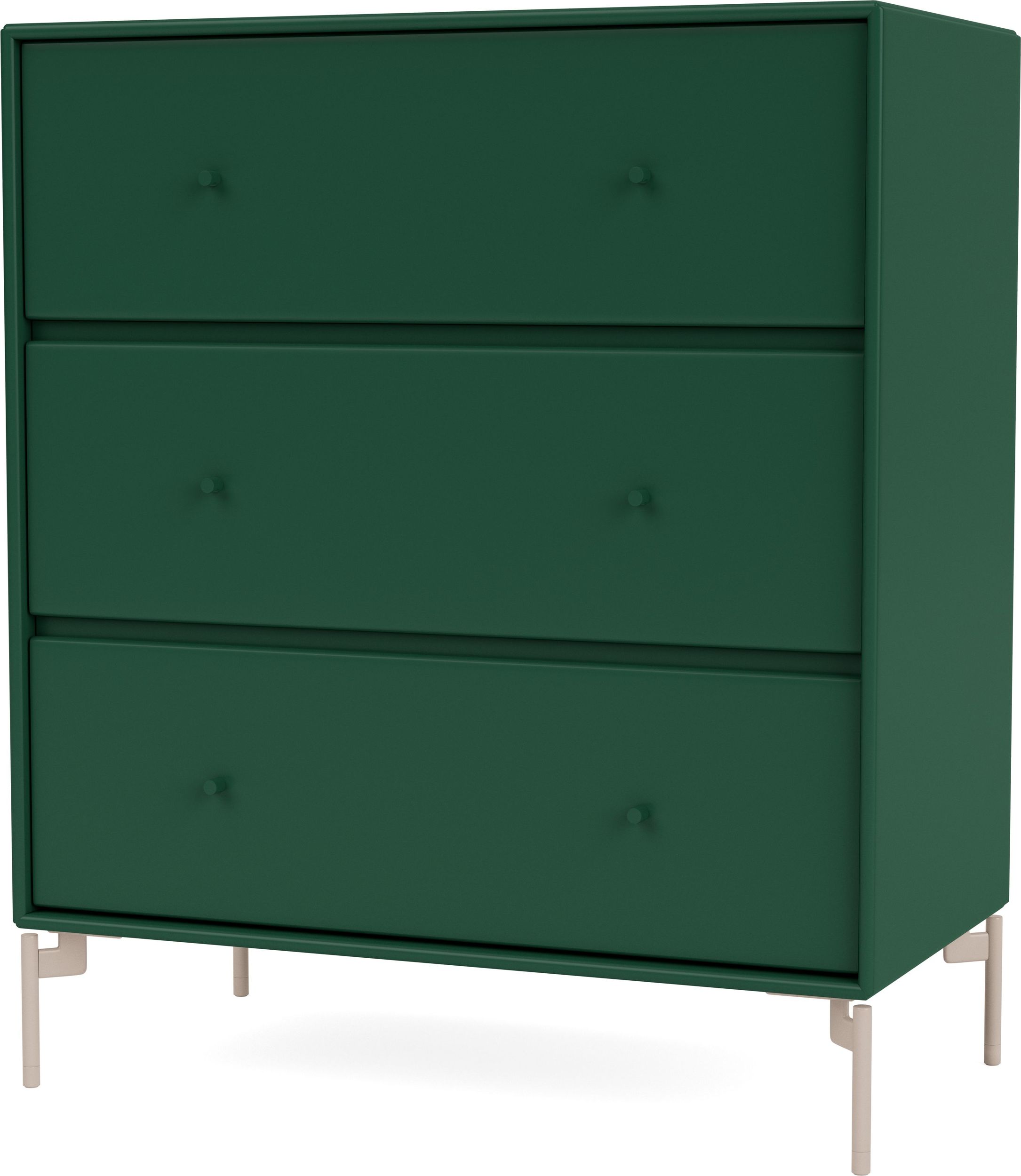 Komoda Carry ciemnozielona na beżowych nogach
