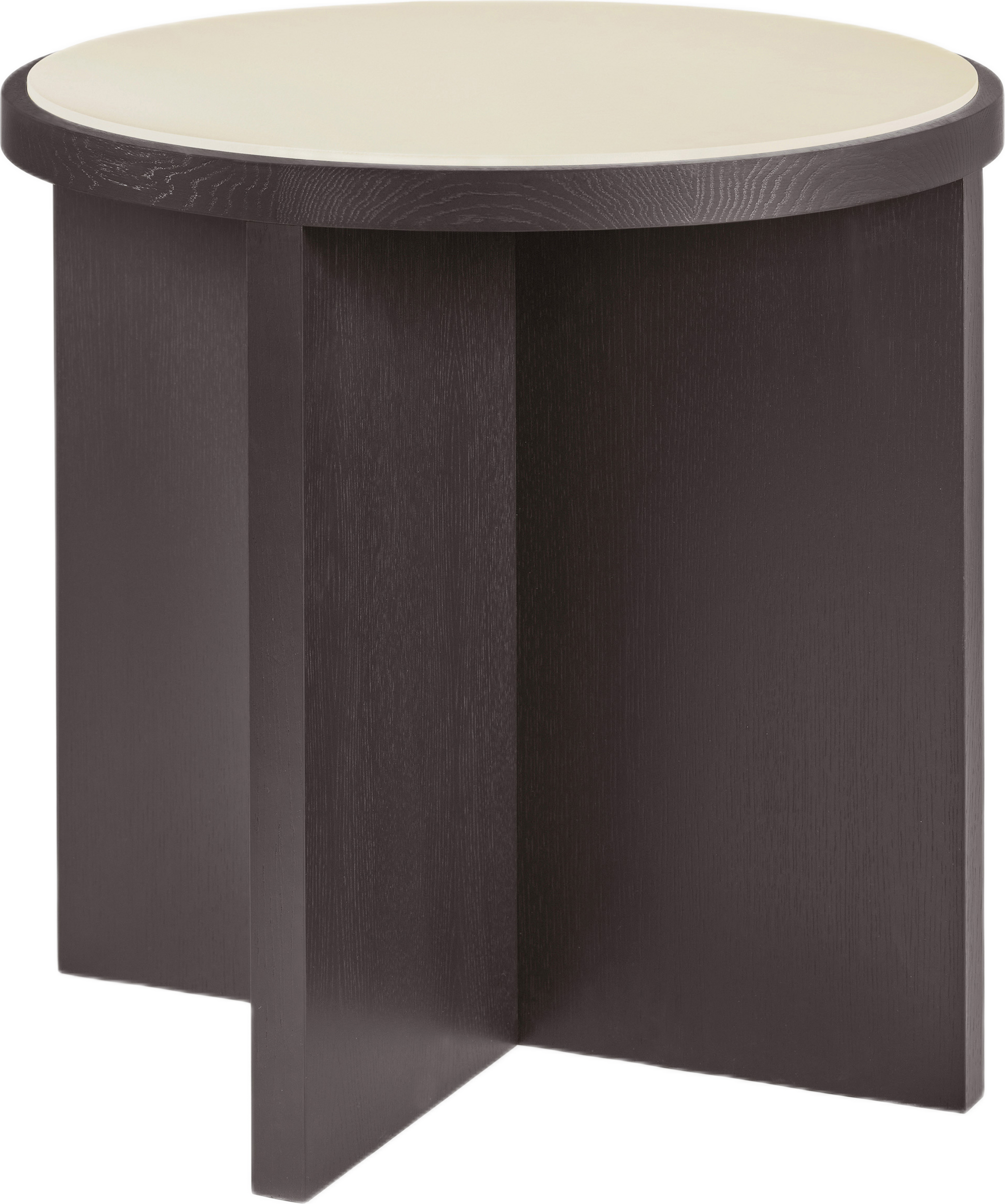 Stół z płóciennym blatem Cici 78 cm beżowo-brązowy ciemny dąb