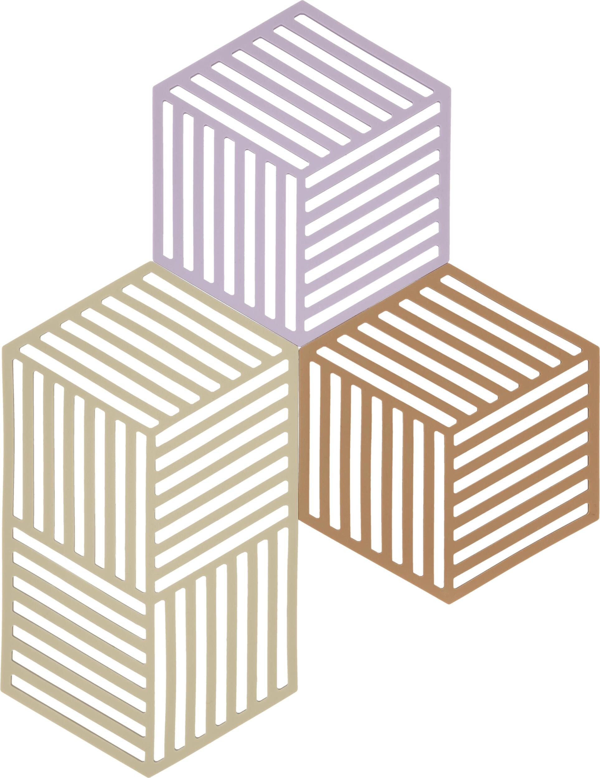 Podstawki pod gorące naczynia Hexagon beżowo-różowe 3 szt.