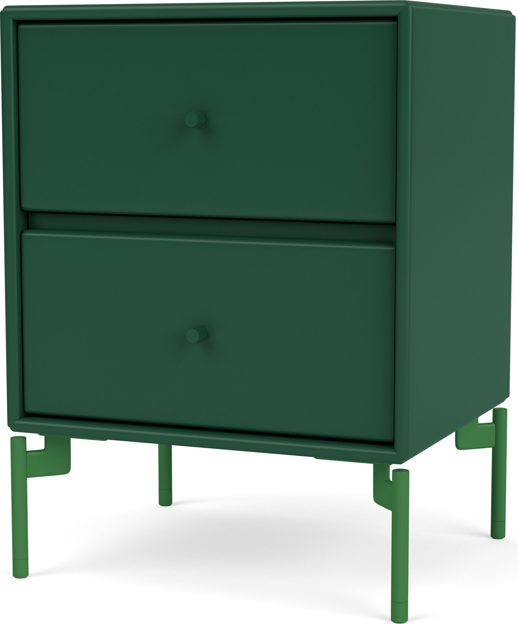 Szafka nocna Drift ciemnozielona na zielonych nogach