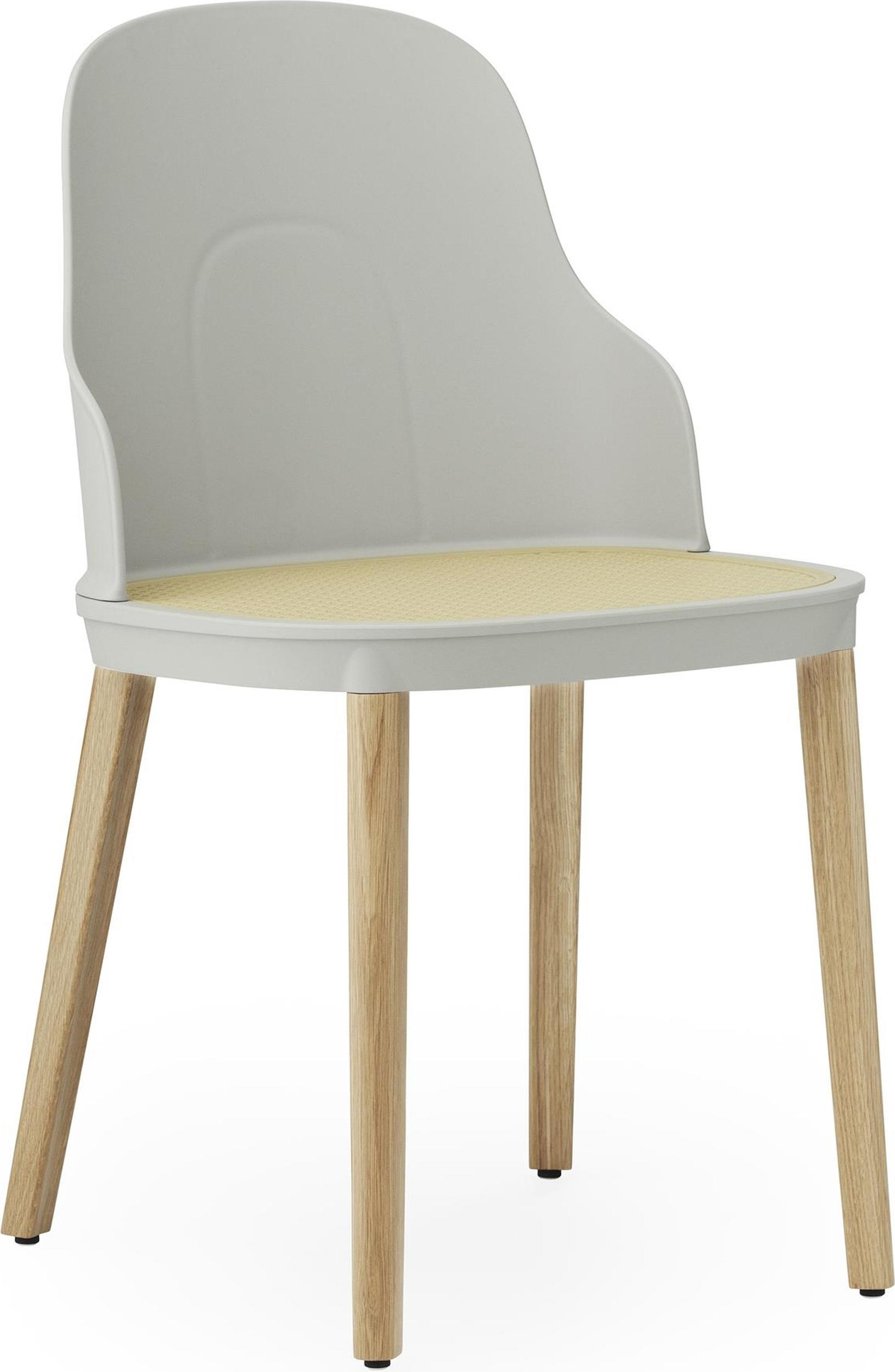 Krzesło Allez PP jasnoszare z wiklinowym siedziskiem na dębowych nogach