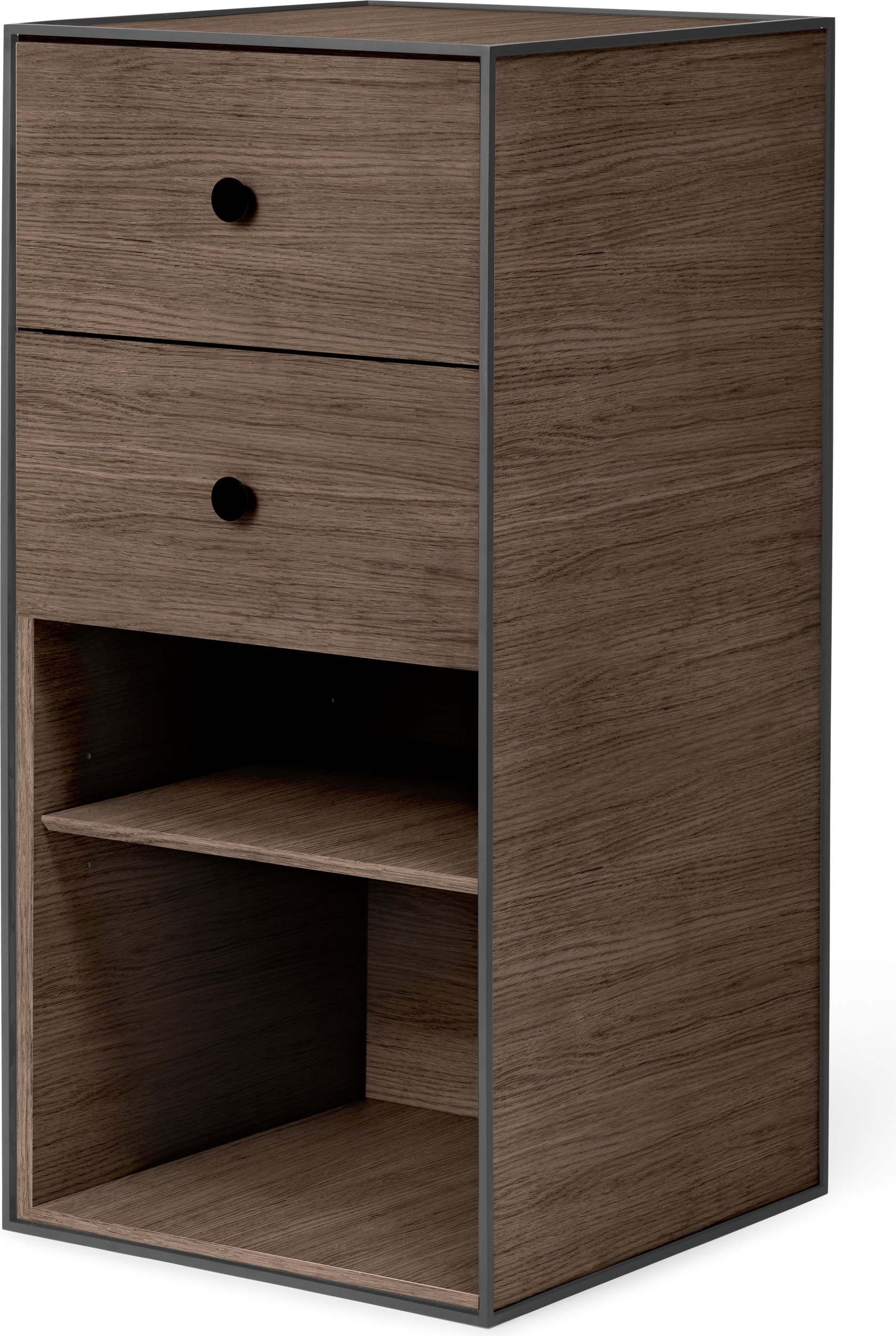 Szafka Frame 70 ciemny dąb z 2 szufladami i półką