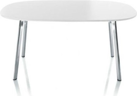 Stół owalny Deja-vu 160 x 98 cm biały blat z MDF 22 mm