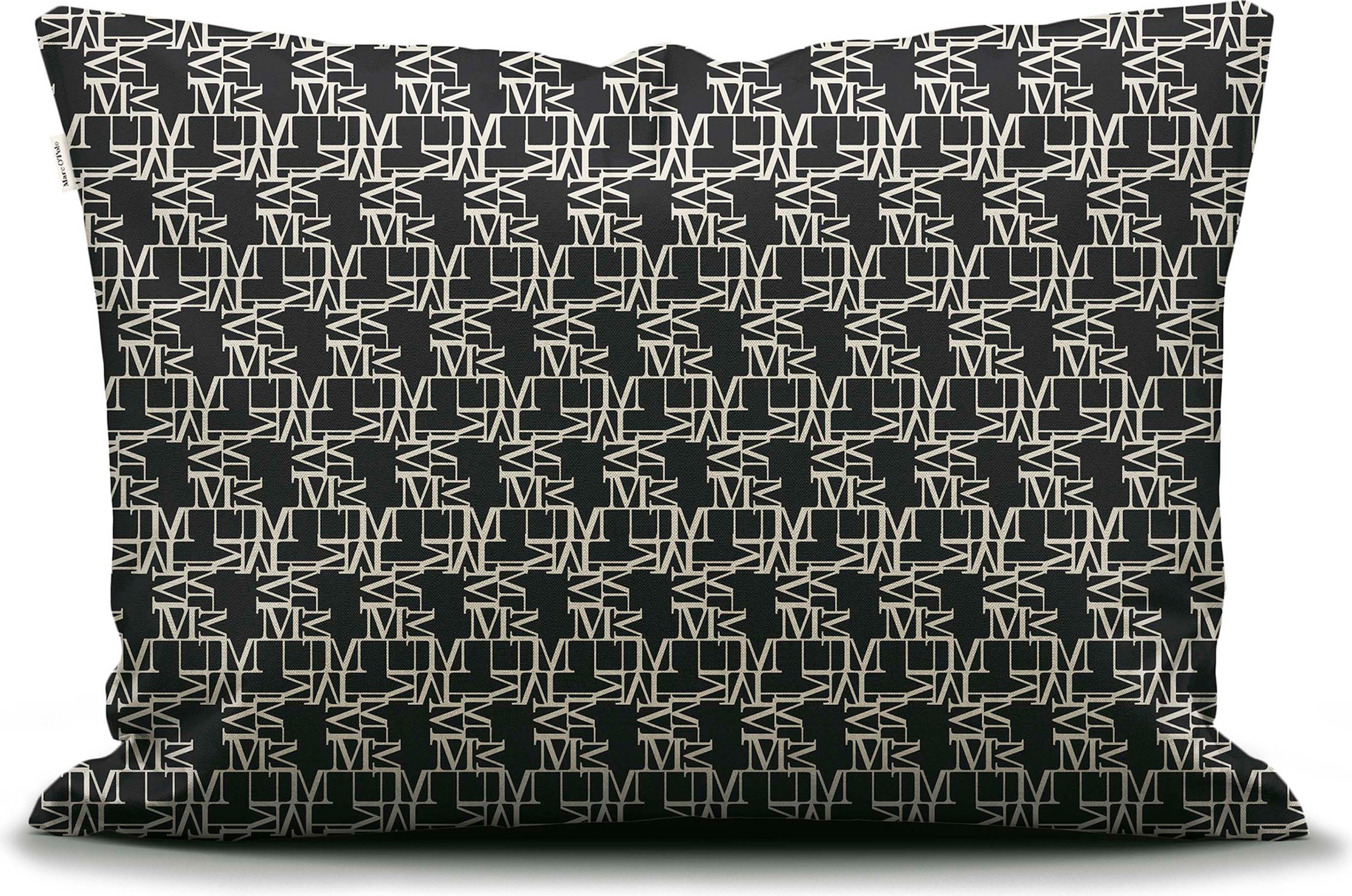 Poszewka na poduszkę Monogram 40 x 80 cm czarno-biała zapięcie suwak