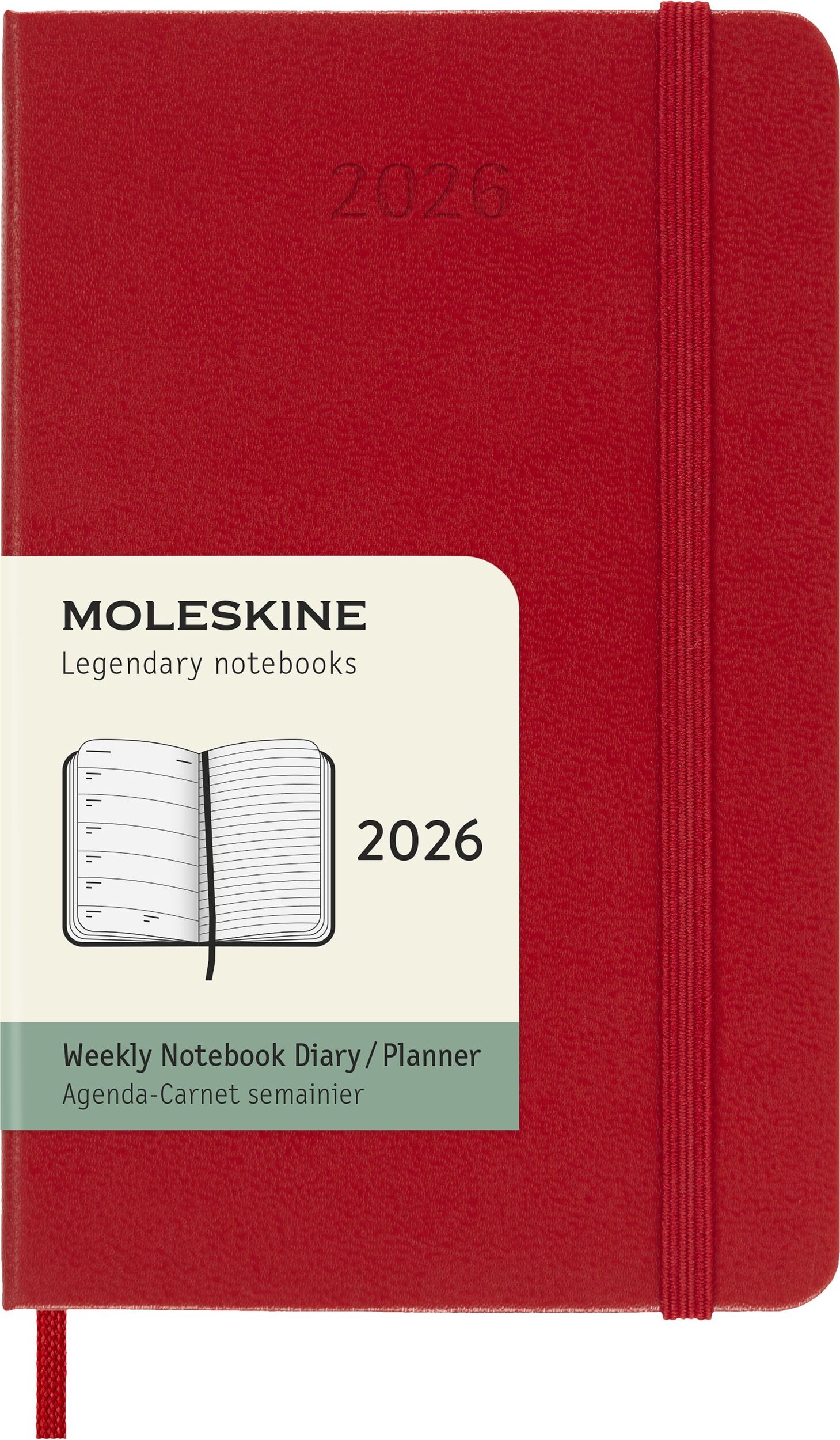 Kalendarz tygodniowy w twardej oprawie Moleskine 2026 12M P czerwony