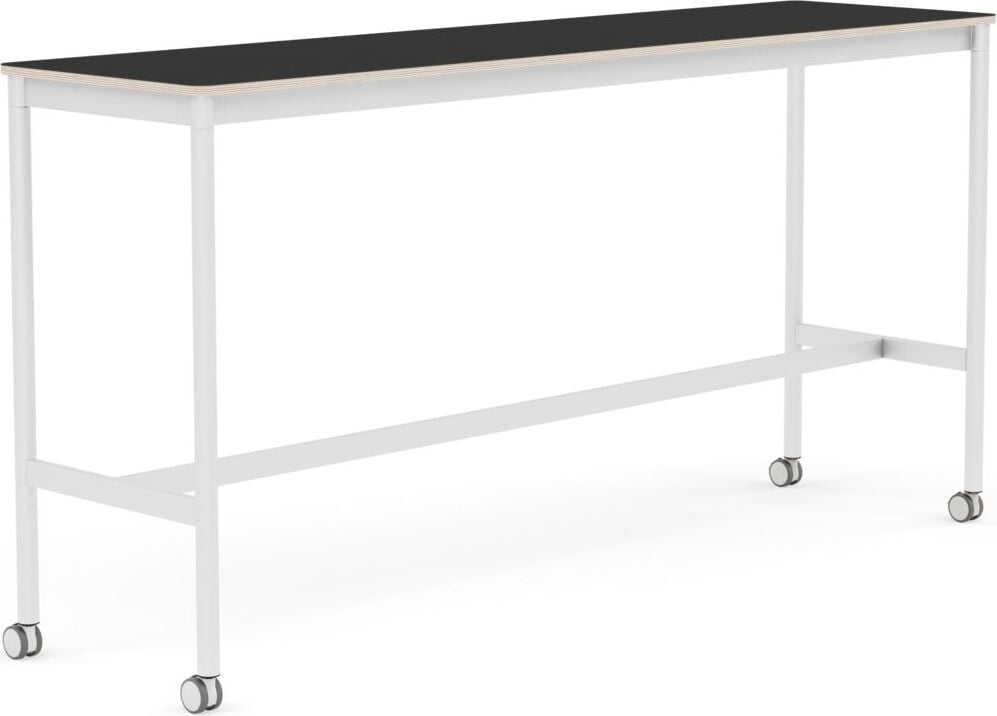 Stół na kółkach Base 50 x 190 x 95 cm czarny nanolaminat nogi białe