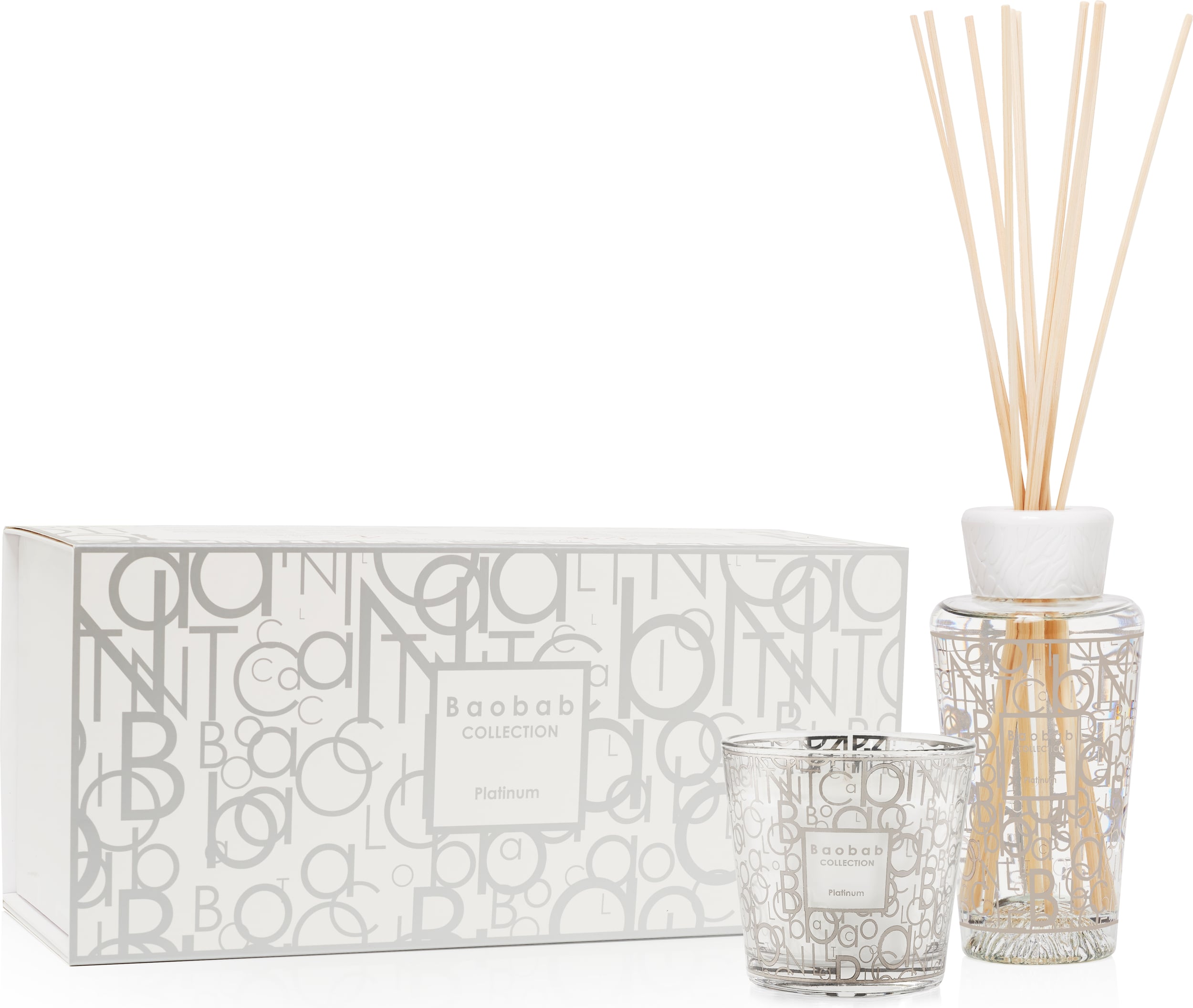 Świeca i dyfuzor zapachowy My First Baobab Gift Platinum 2 el.