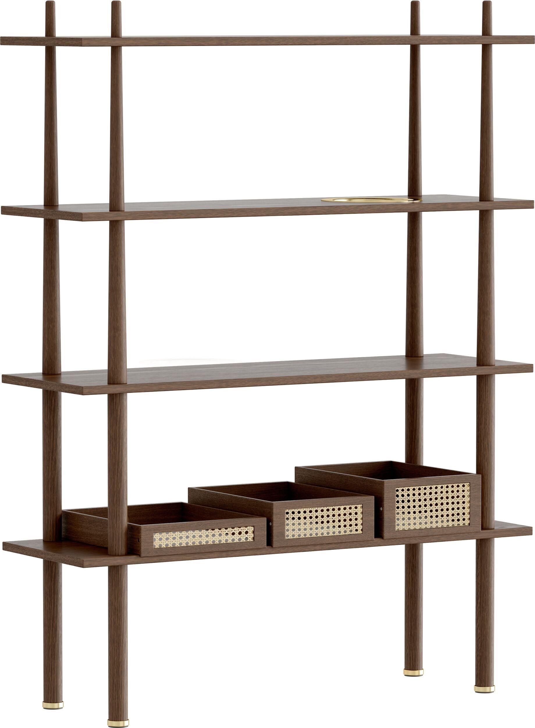 Regał Stories ciemny dąb ze skrzynkami i tacą 5 el.