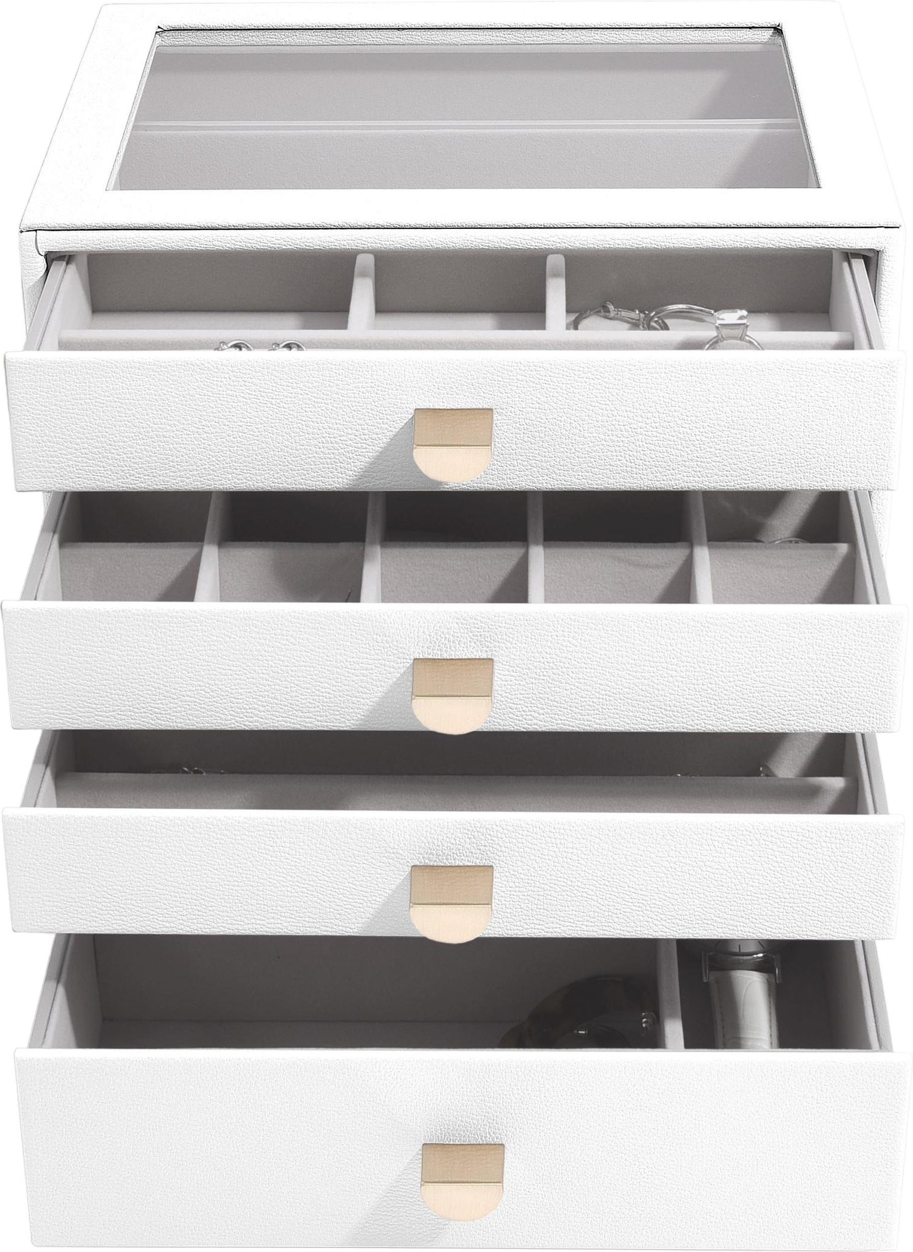 Szkatułka na biżuterię Stackers Pebble classic biała z 4 szufladami