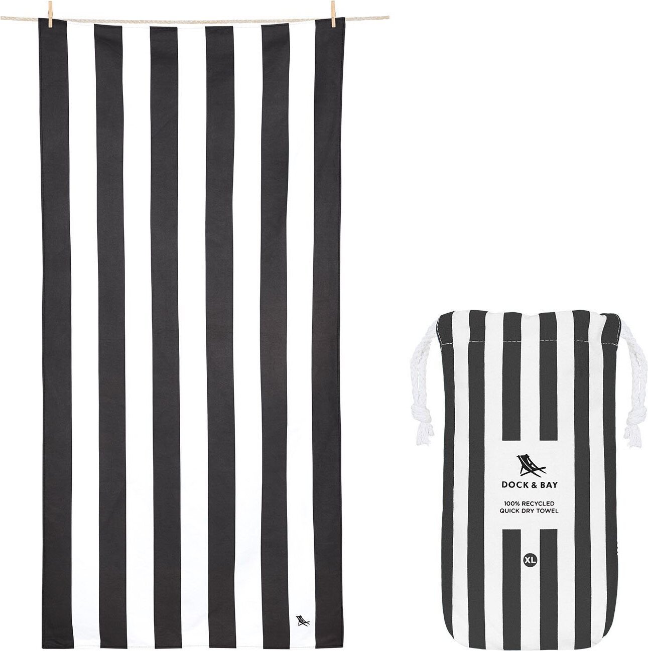 Ręcznik plażowy szybkoschnący Dock & Bay 90 x 200 cm w kolorze węgla