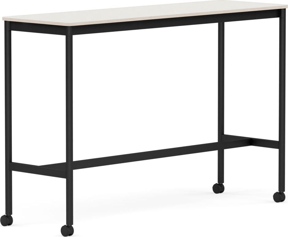 Stół na kółkach Base 50 x 160 x 105 cm biały nanolaminat nogi czarne