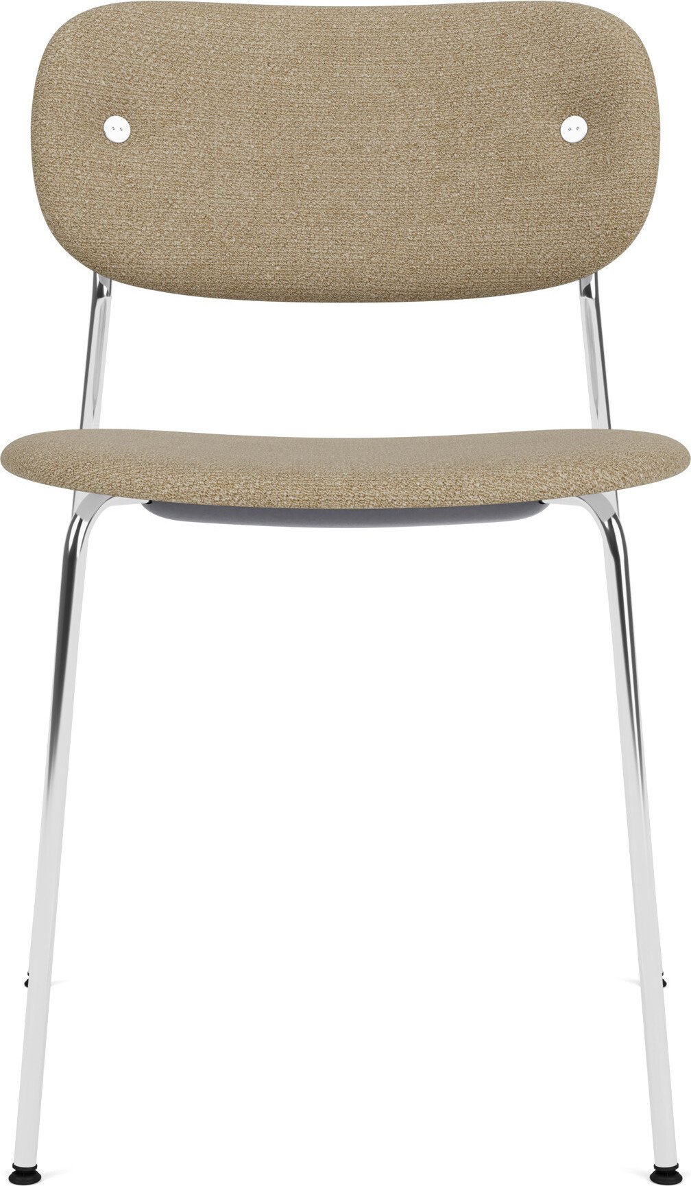 Krzesło Co beżowe tapicerowane na chromowanych nogach