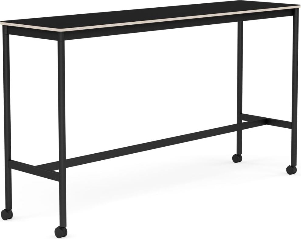 Stół na kółkach Base 50 x 190 x 105 cm czarny laminowany nogi czarne