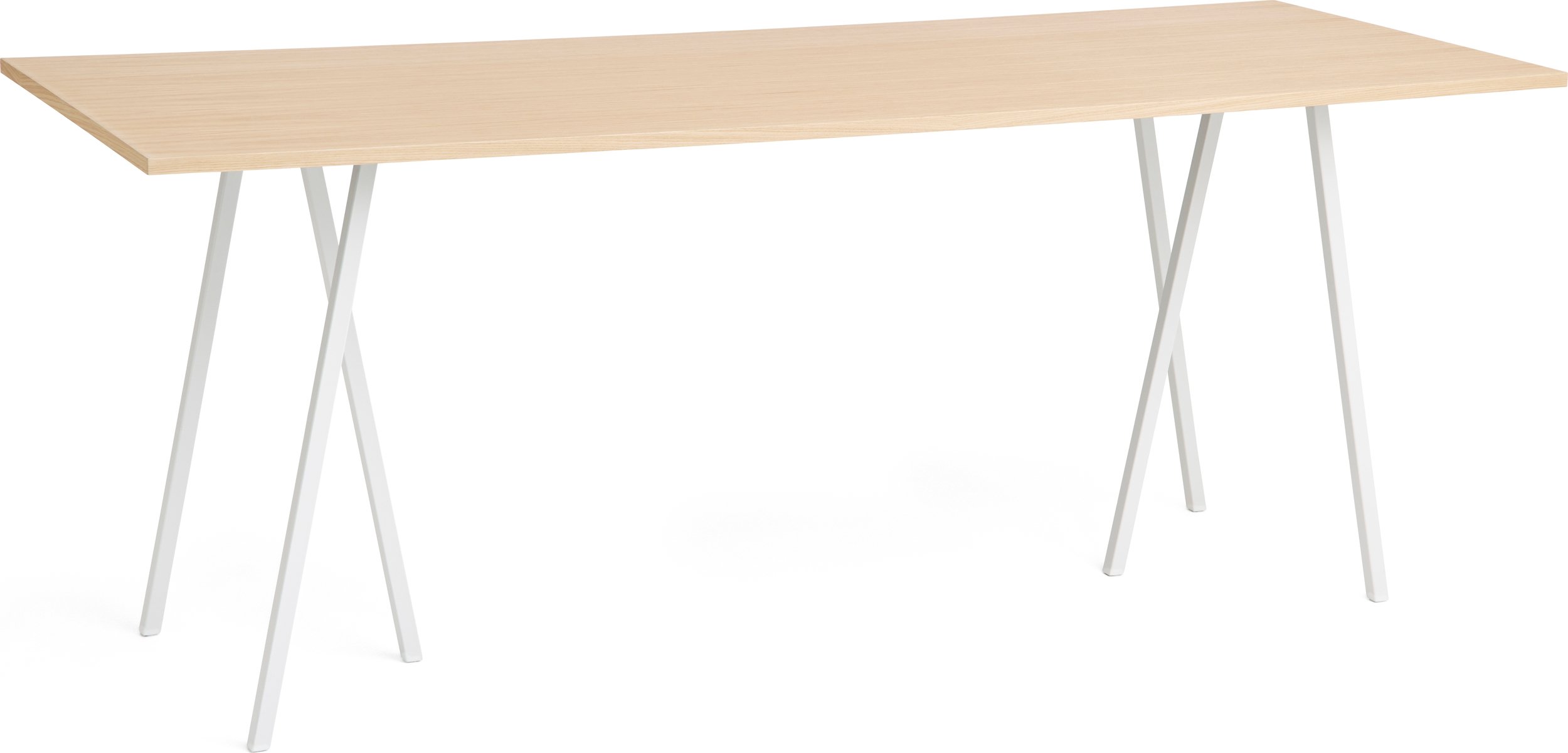 Stół Loop Stand wysoki 250 cm wzmocniony blat dąb lakierowany nogi białe