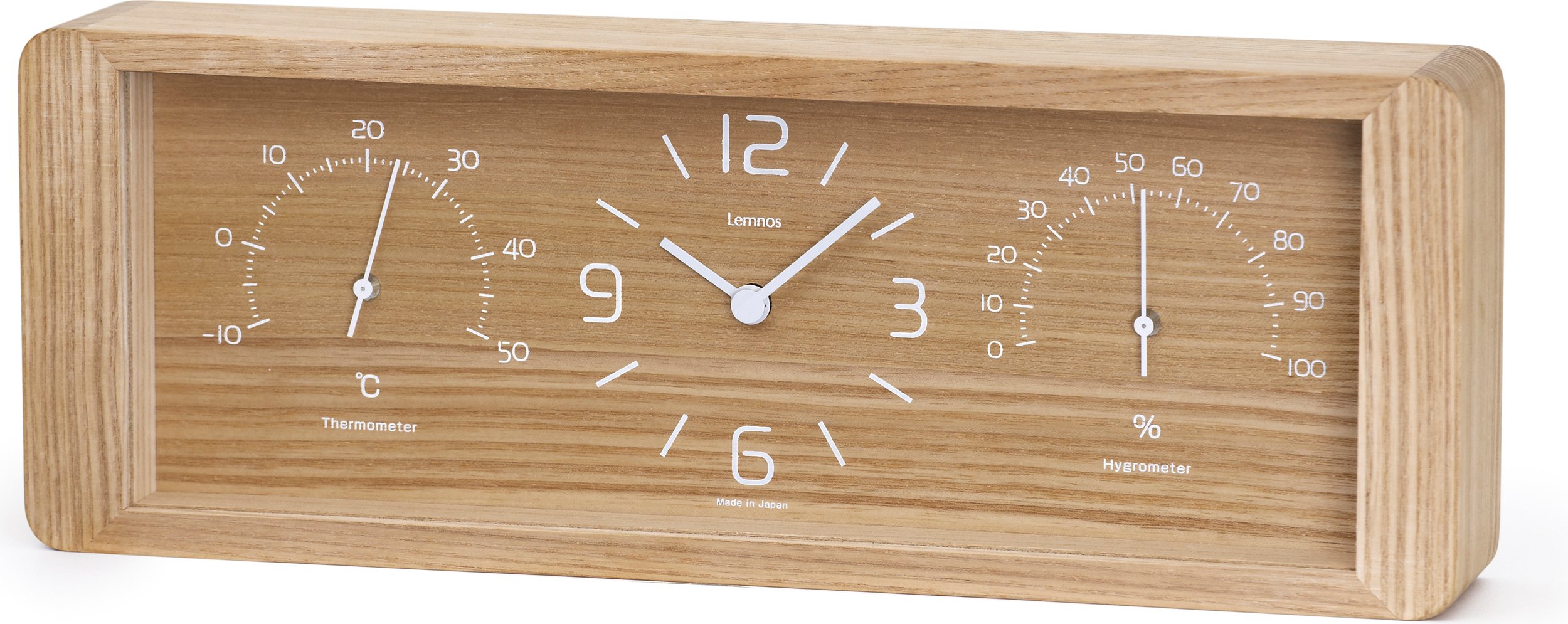 Zegar z termometrem i higrometrem Yokan jesion