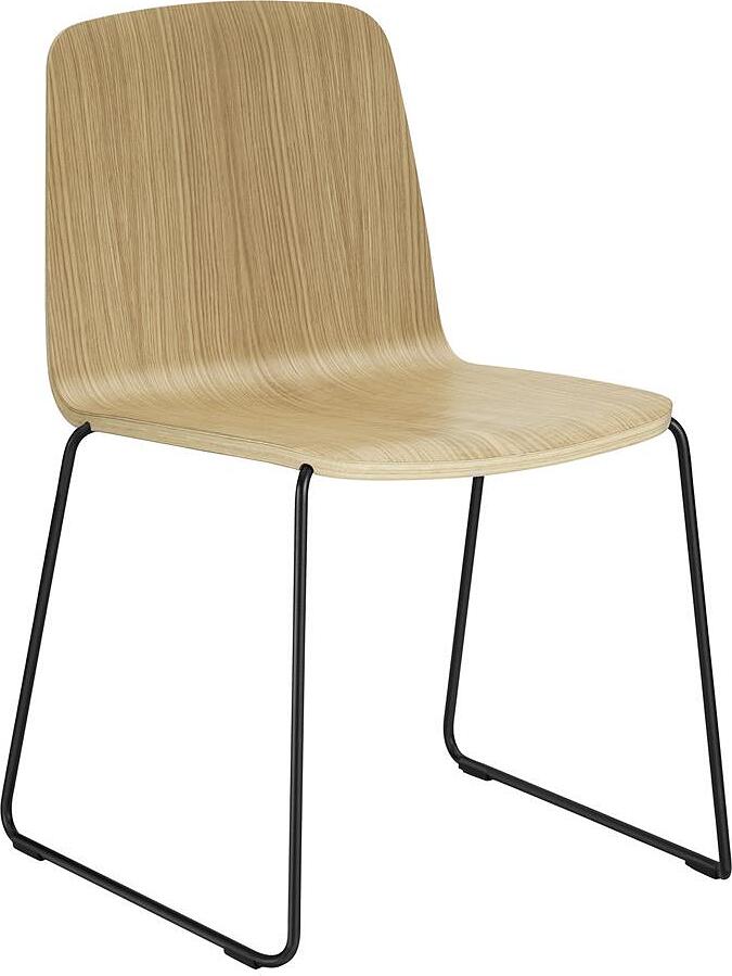 Krzesło Just jasny dąb na stalowych czarnych nogach