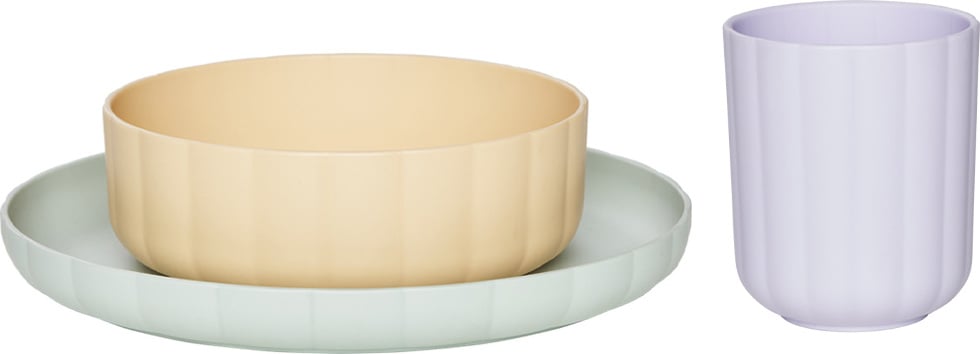 Naczynia dziecięce Pullo ciepłe kolory 3 el.