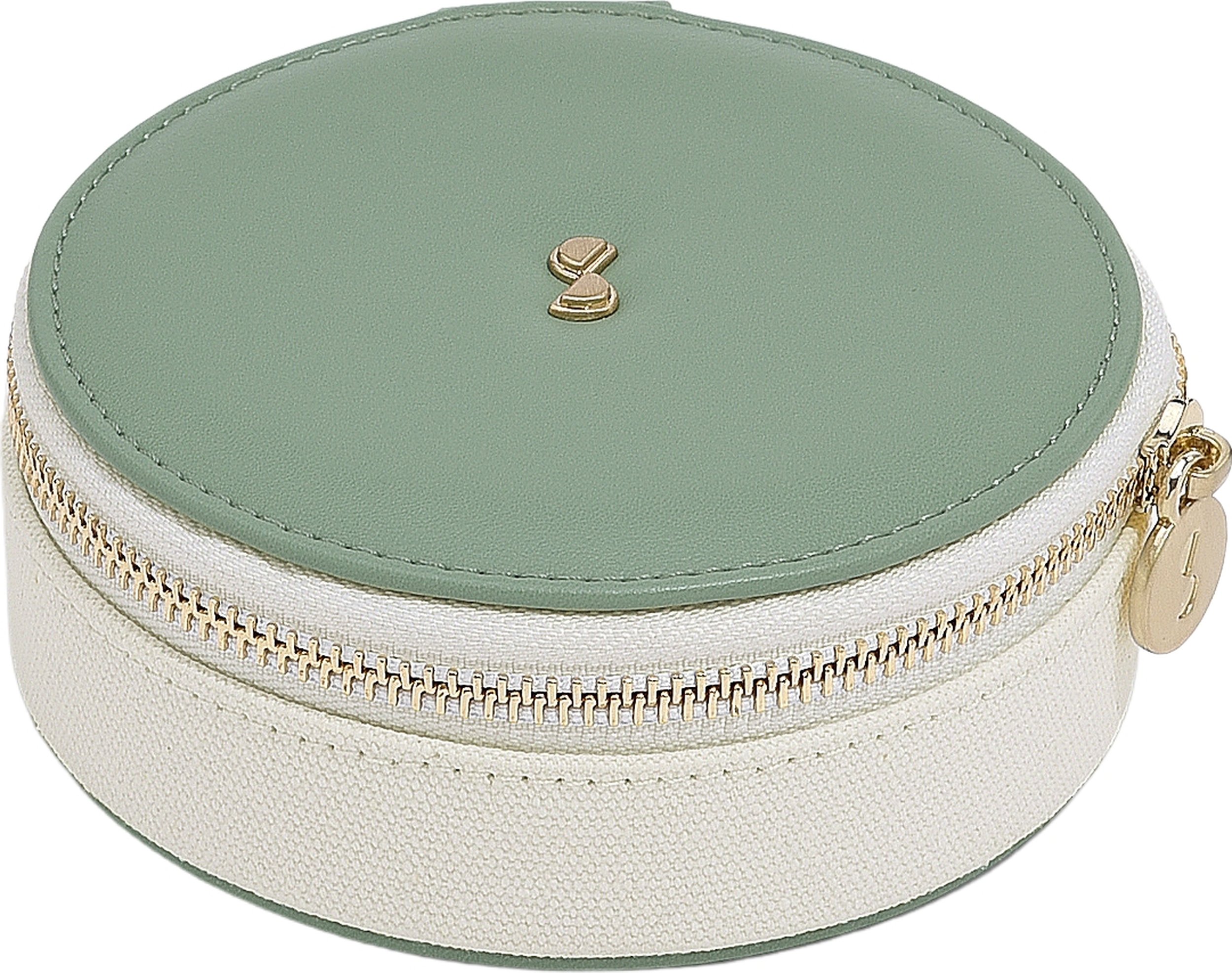 Pudełko podróżne na biżuterię Stackers Wave okrągłe kremowo-zielone