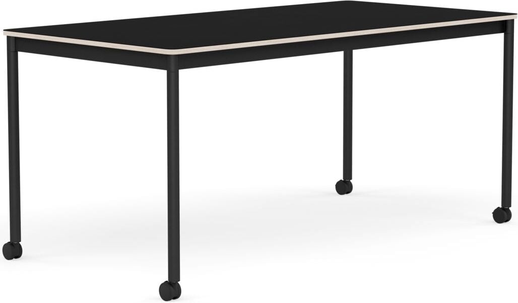 Stół na kółkach Base 80 x 160 cm czarny laminowany nogi czarne