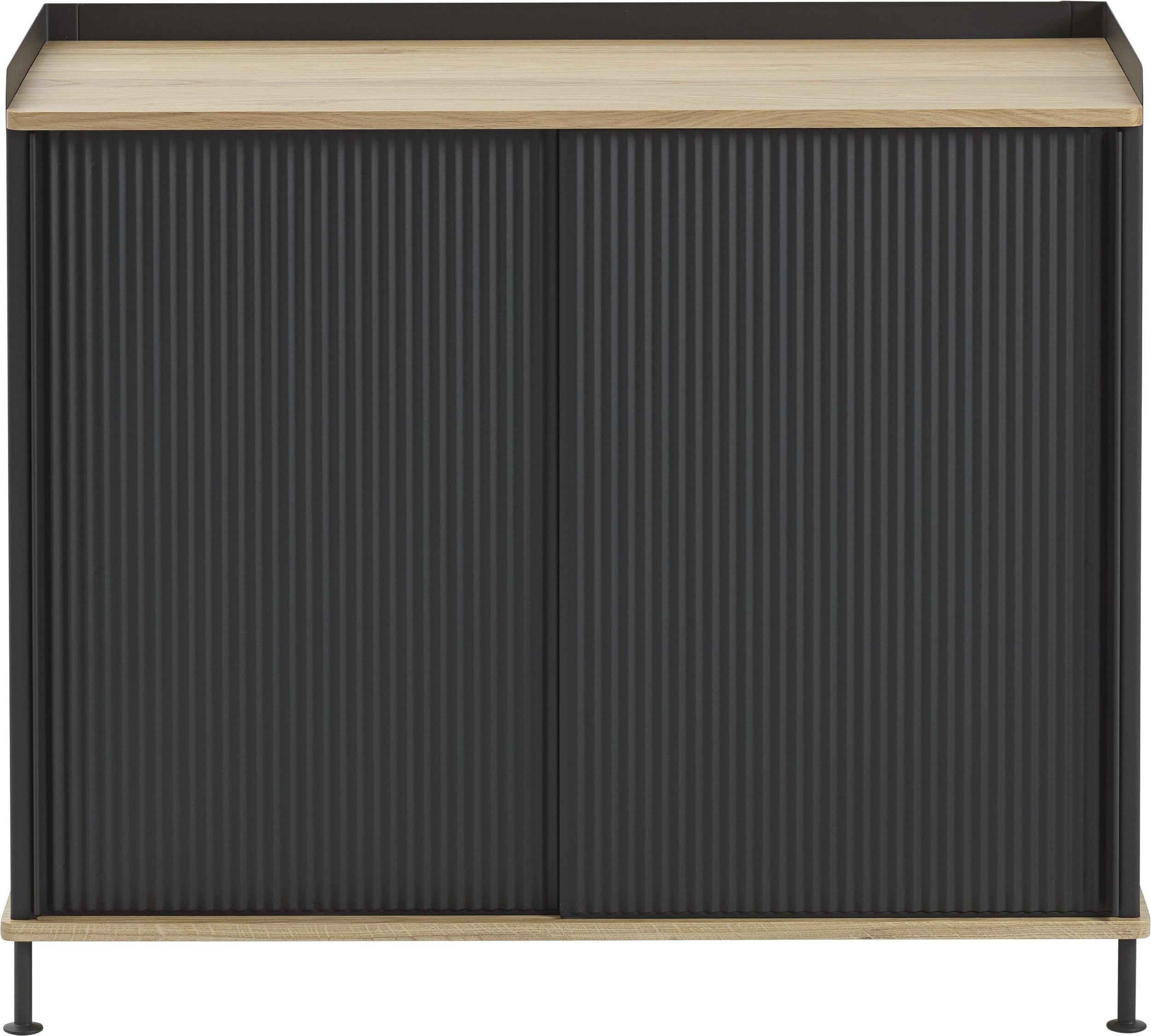 Szafka Enfold 100 cm czarna z dębowym blatem