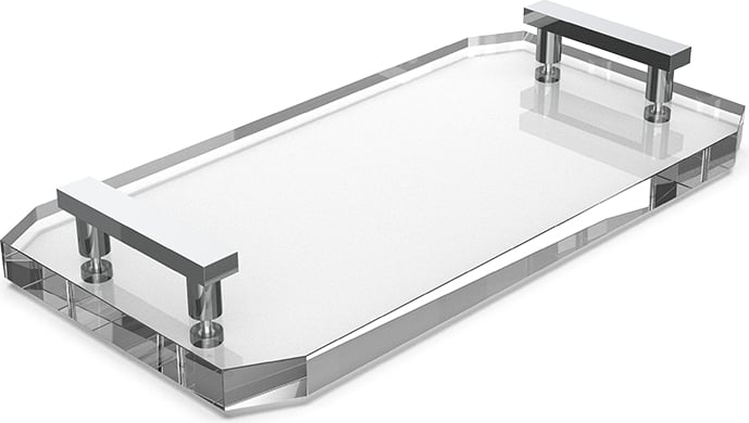 Taca łazienkowa Kristall przezroczysta z chromowanymi uchwytami