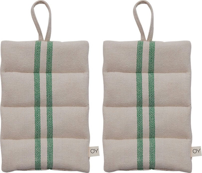 Łapki kuchenne Linu beżowo-zielone 2 szt.