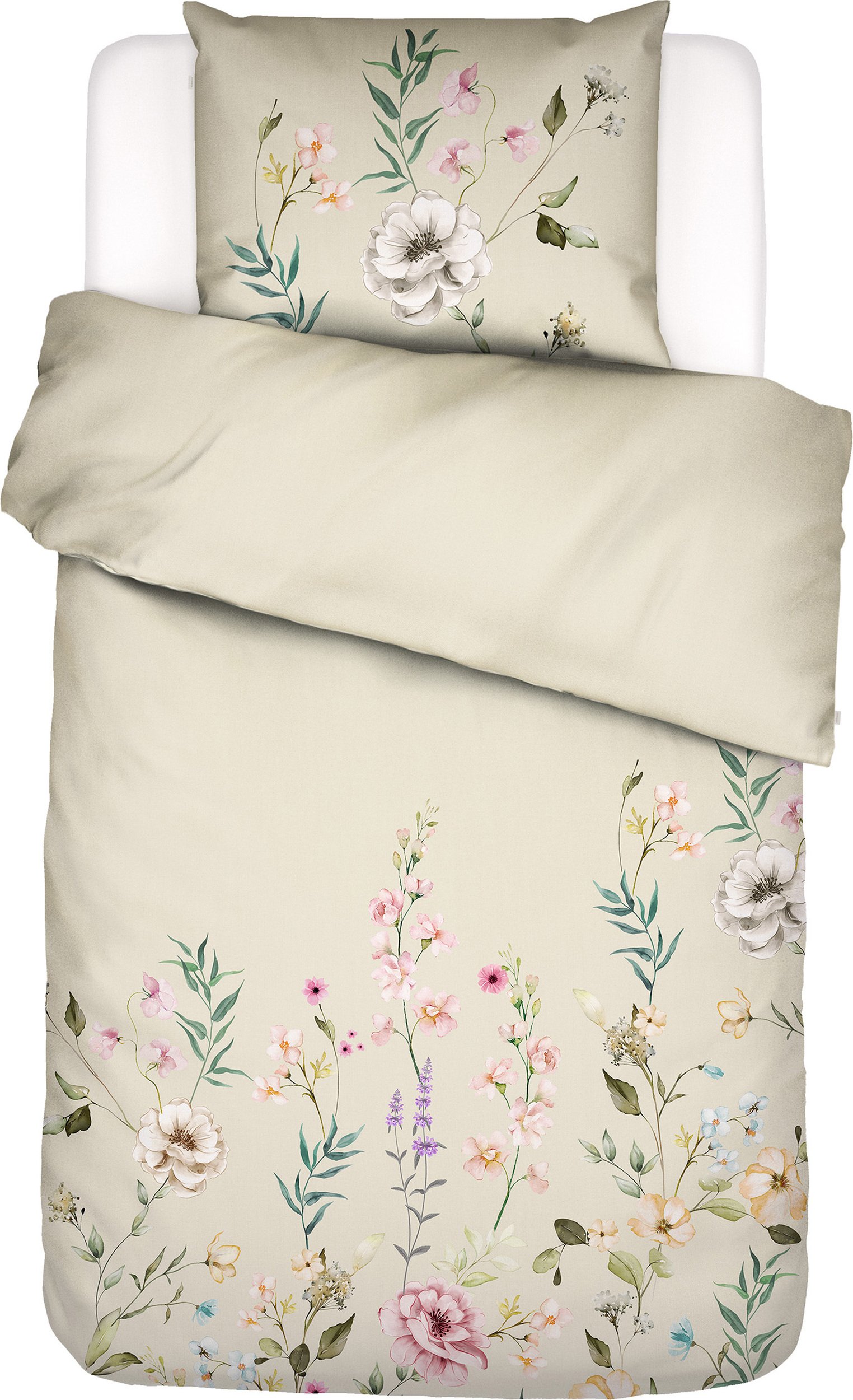 Pościel Romee 135 x 200 cm waniliowa z poszewką na poduszkę 80 x 80 cm zapięcie suwak