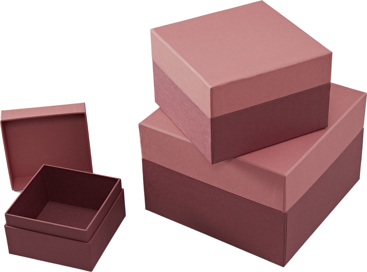 Pudełka prezentowe Natural Affair różowo-bordowe 3 szt.