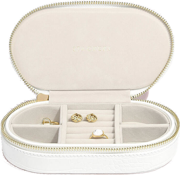 Pudełko na biżuterię podróżne Travel Croc owalne białe