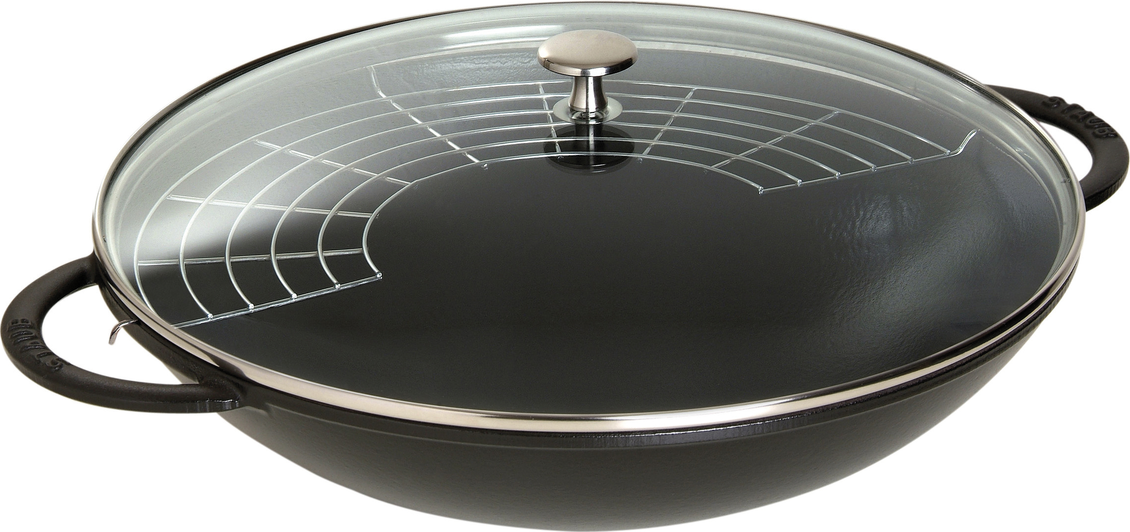 Wok Staub 37 cm czarny z pokrywą