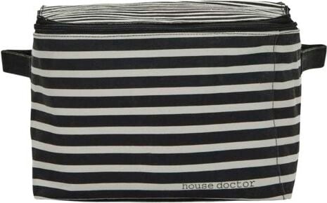 Kosz do przechowywania Canva w paski 27 x 35 cm czarno-biały