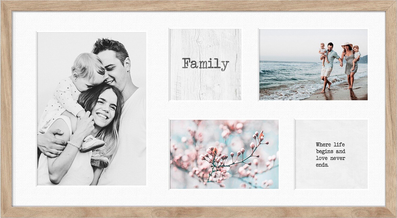 Ramka na 5 zdjęć Kyoto 27 x 51 cm beżowa z białym passepartout