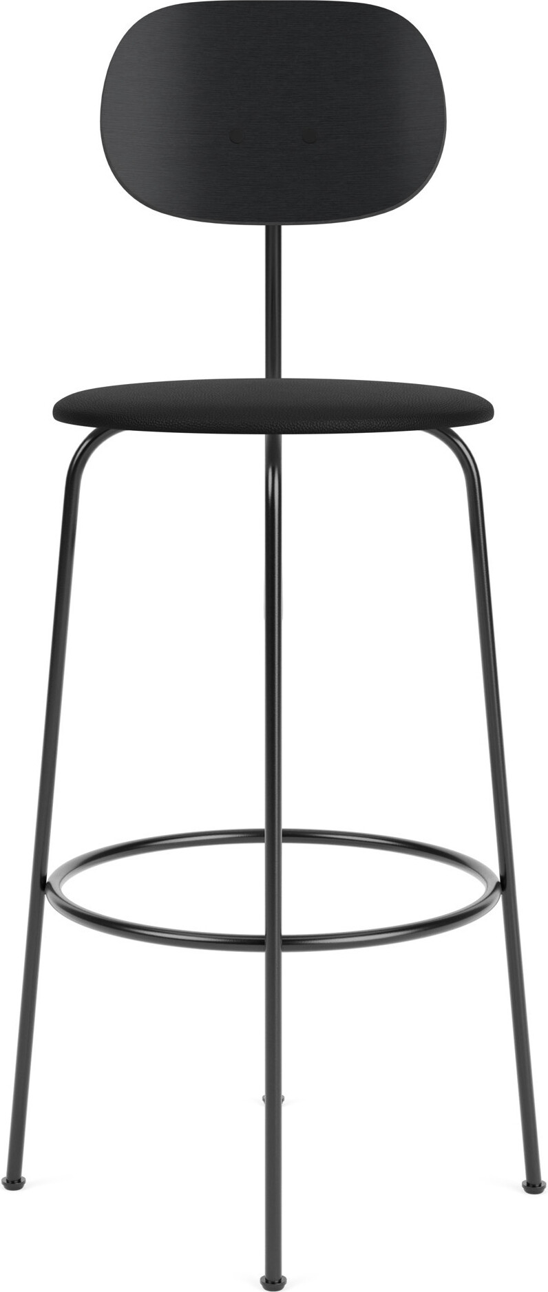 Krzesło barowe Afteroom Plus 107,5 cm czarne oparcie czarny dąb siedzisko skórzane