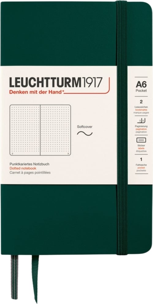 Notes w kropki w miękkiej oprawie Leuchtturm 1917 A6 123 strony leśna zieleń 80 g/m²