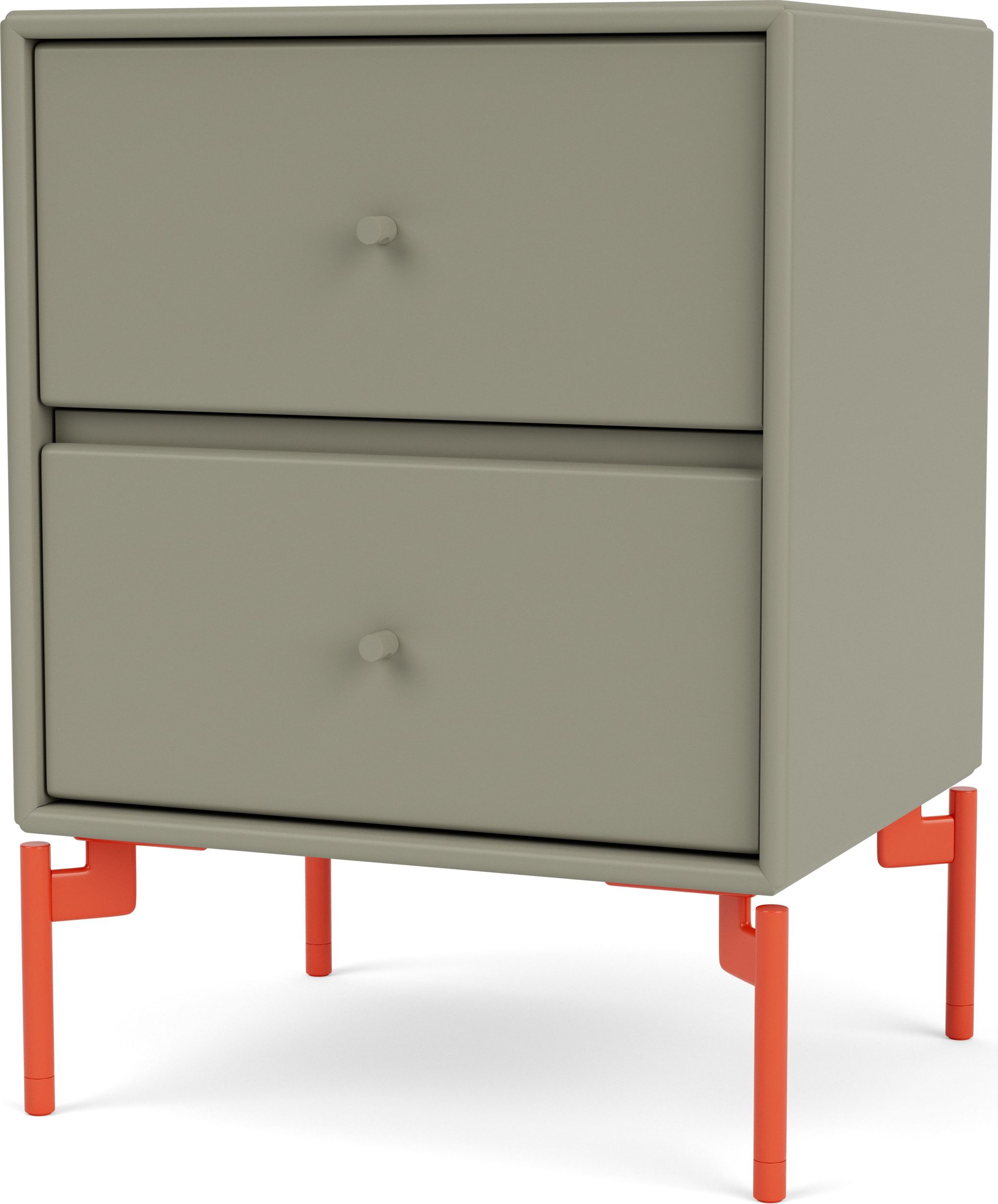 Szafka nocna Drift brązowozielona na czerwonych nogach