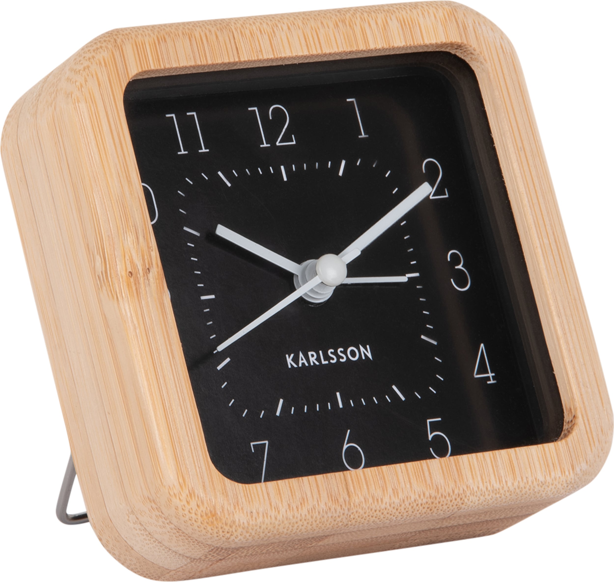 Budzik Neat Bamboo kwadratowy czarny