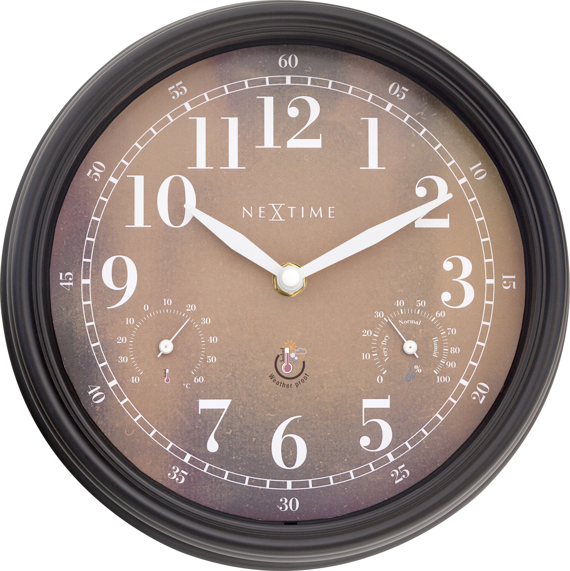 Zegar z termometrem i higrometrem Jasmine czarno-brązowy