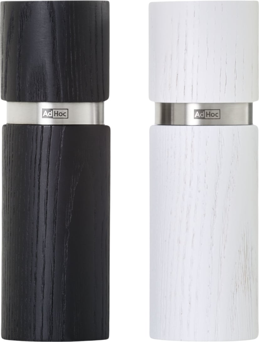 Młynki do soli i pieprzu Textura S czarny i biały drewno jesionowe