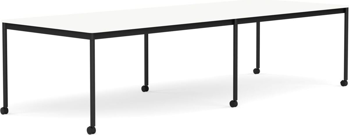 Stół na kółkach Base 110 x 300 cm biały laminowany ABS nogi czarne
