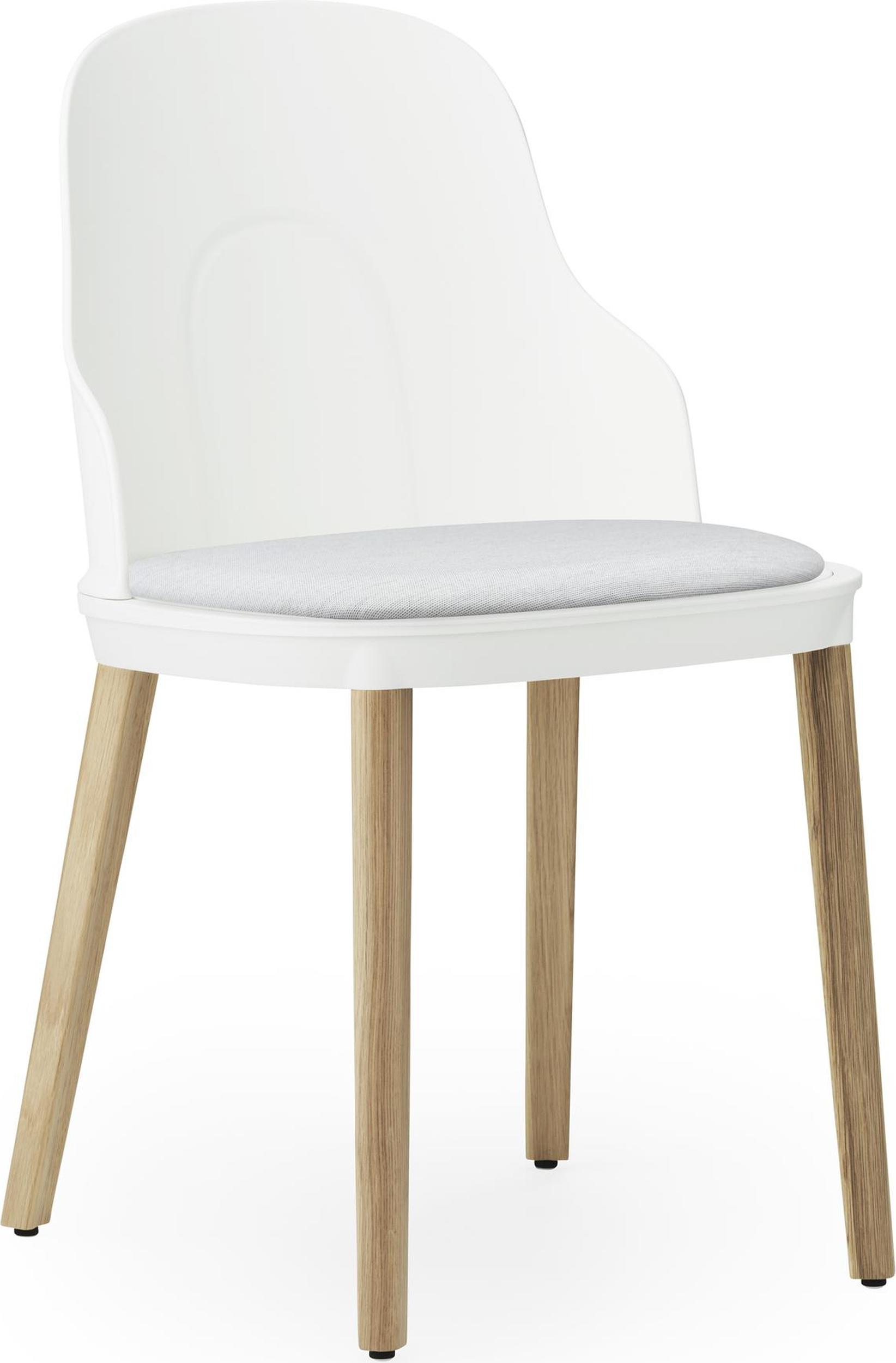 Krzesło Allez PP Canvas białe z tapicerowanym siedziskiem na dębowych nogach