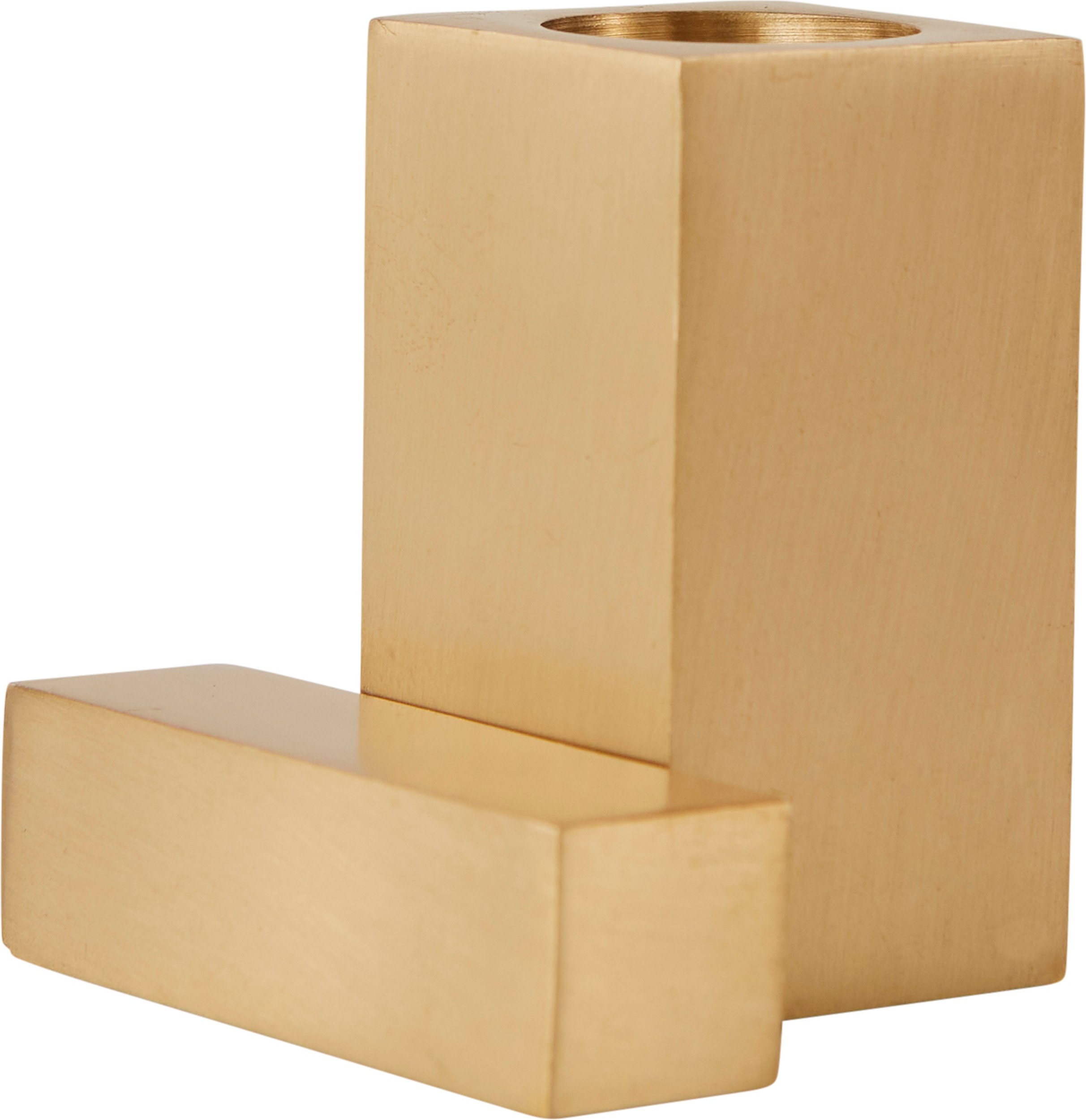 Świecznik na klasyczną świecę Square 5 cm mosiądz szczotkowany