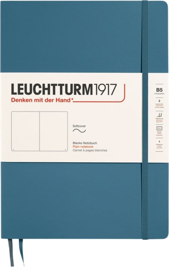 Notes gładki w miękkiej oprawie Leuchtturm 1917 B5 123 strony niebieskoszary 80 g/m²