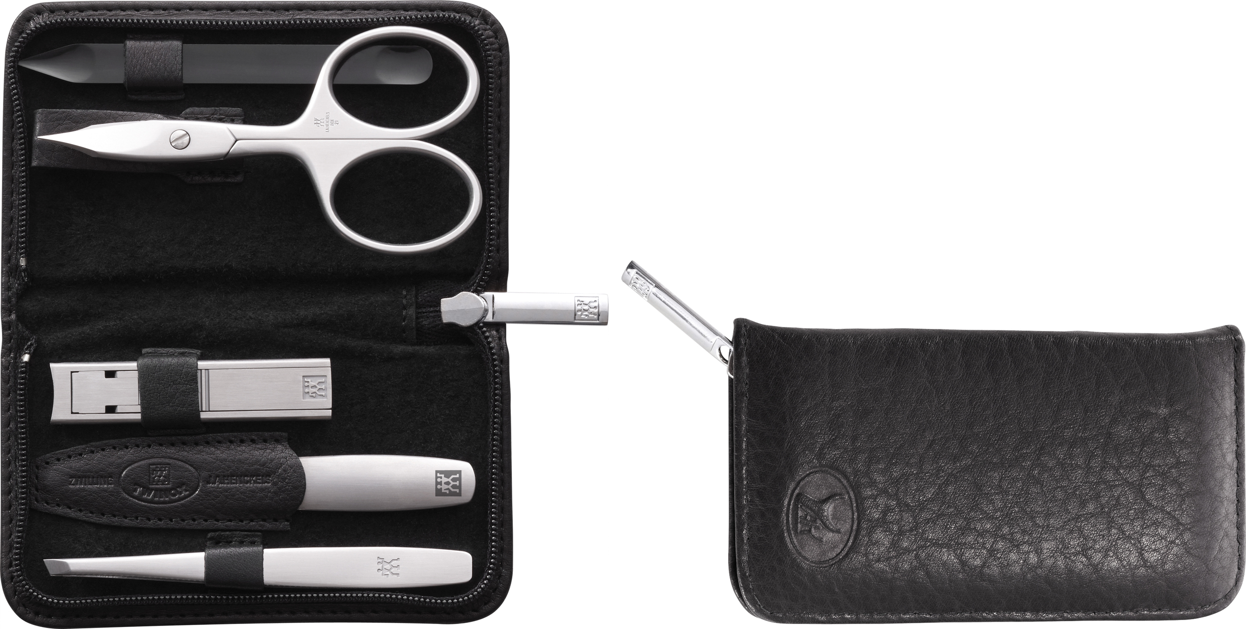 Akcesoria do manicure Twinox czarne w skórzanym etui 5 el.
