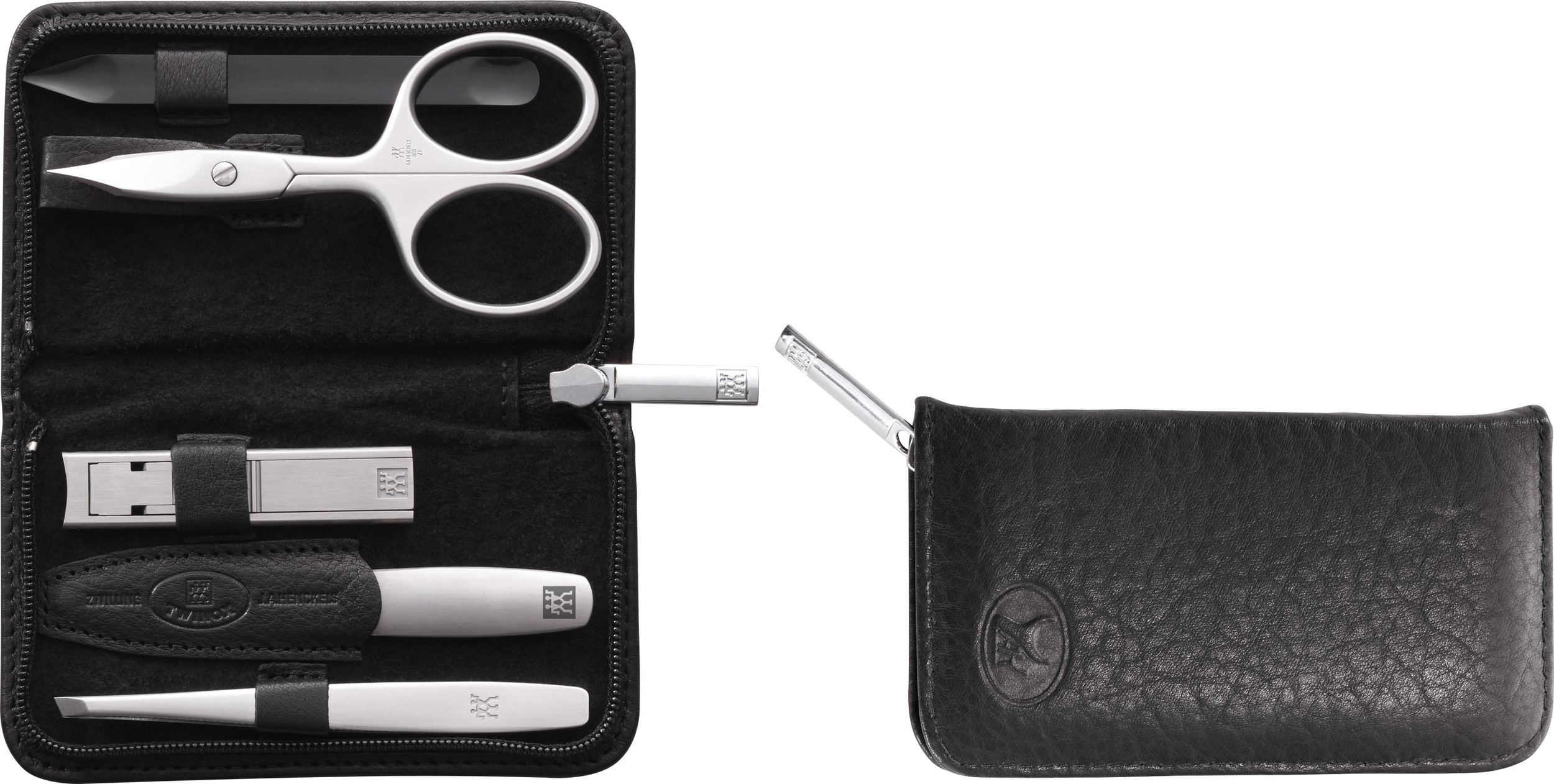 Akcesoria do manicure Twinox czarne w skórzanym etui 5 el.