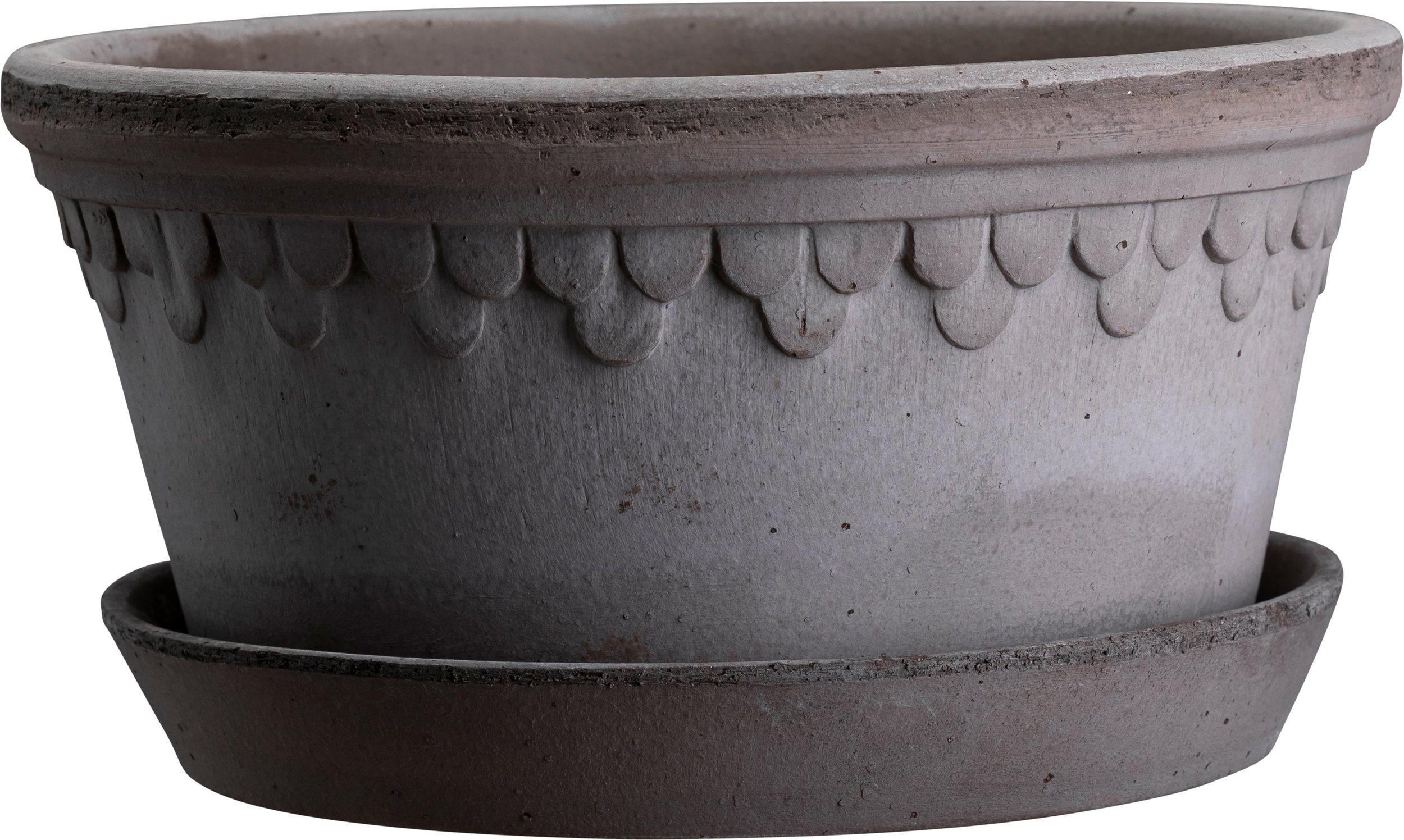 Doniczka Københavner niska 25 cm szara z podstawką