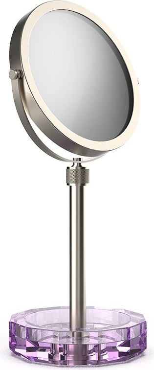 Lusterko kosmetyczne Kristall nikiel z fioletową podstawką