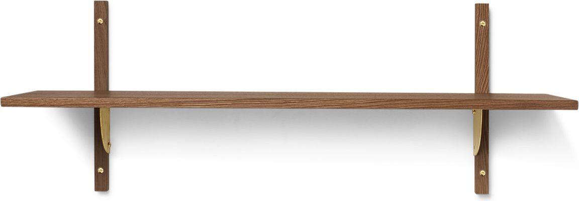 Półka Sector pojedyncza 87 cm ciemny dąb z mosiężnym mocowaniem