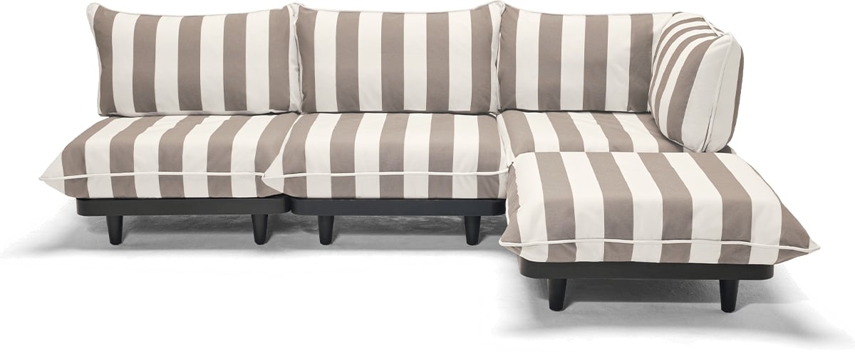 Narożnik prawostronny Paletti w paski brązowo-kremowy 4 el.